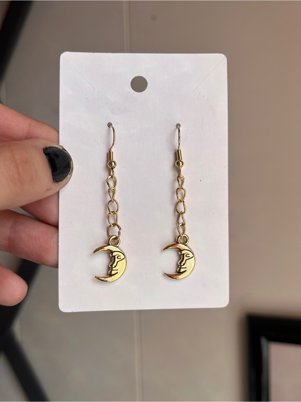 Gold Crescent Moon Dangle Earrings - Unbranded